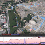track20150816NaplesPompeii  Here's Pompeii. You can see a small theater in the bottom right. The red marker shows where the ancient outdoor market was, with the famous castings of people trapped by the eruption 1,936 years ago.